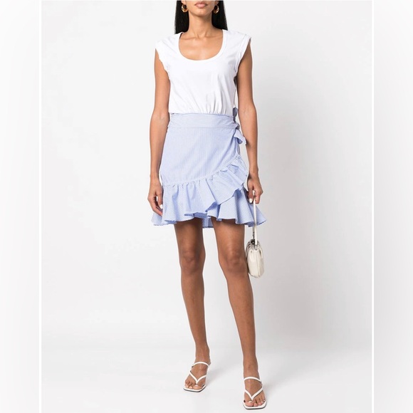 Veronica Beard Dresses & Skirts - Veronica Beard White Top with Blue Ruffle Mini Dress